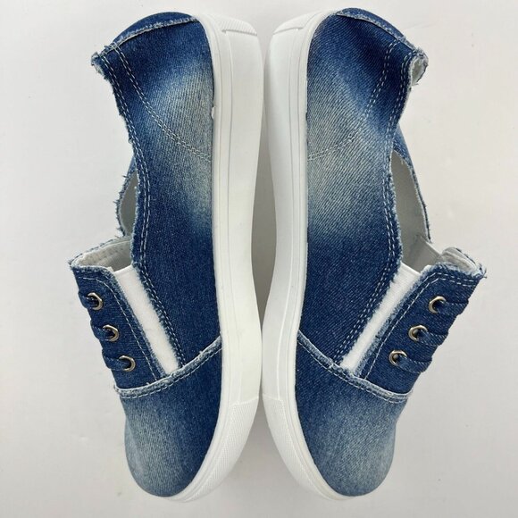 Womens Blue Casual Slip On Denim Canvas Flats Solid Round Toe Size 8.5  Loafers - Picture 6 of 8